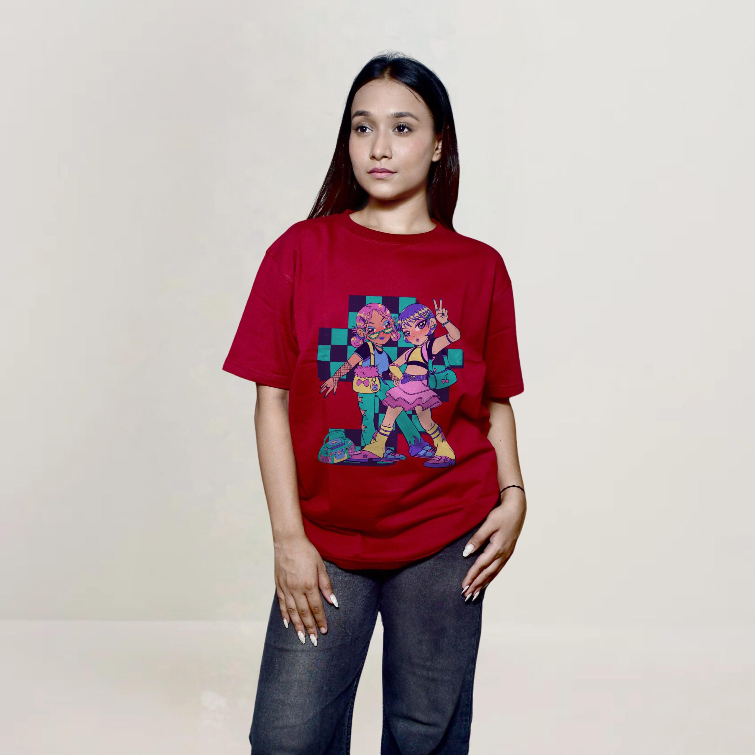 Women's Regular Fit Printed Tee with Round Neck" - Image 9