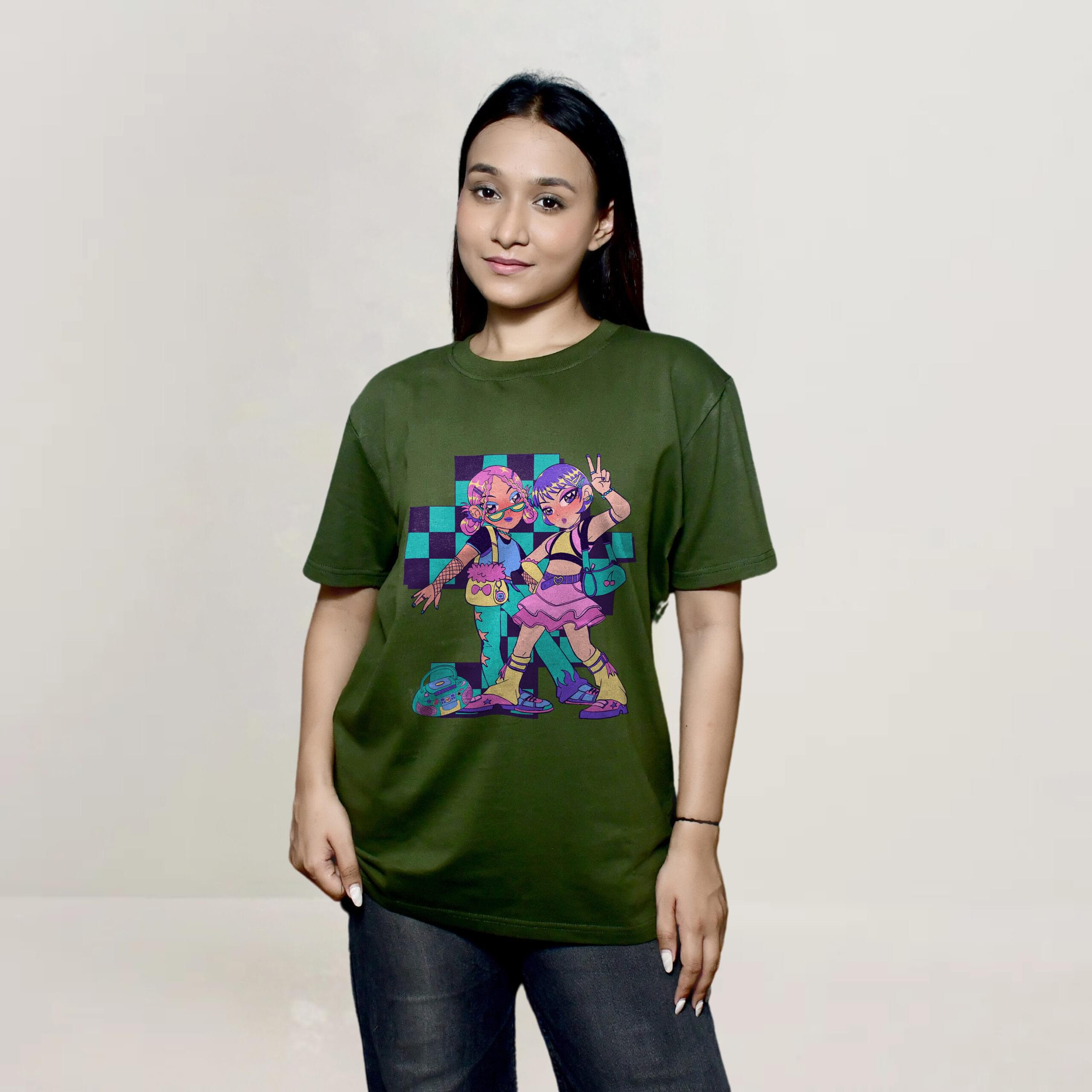 Women's Regular Fit Printed Tee with Round Neck" - Image 5